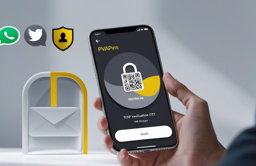 Smartphone displaying an SMS verification code with privacy icons representing secure access using PVAPins