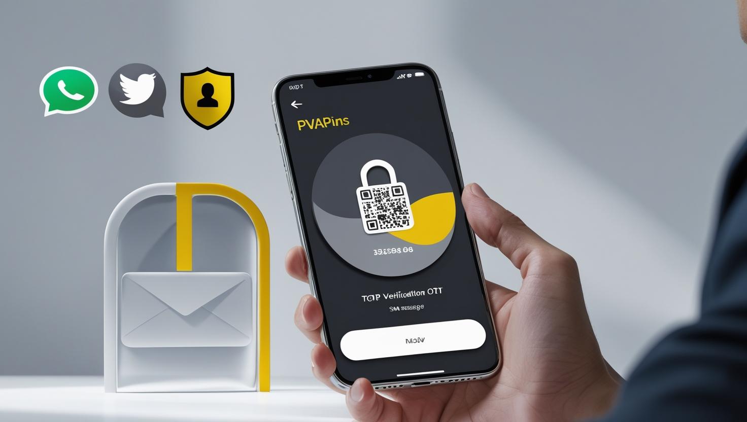 Smartphone displaying an SMS verification code with privacy icons representing secure access using PVAPins