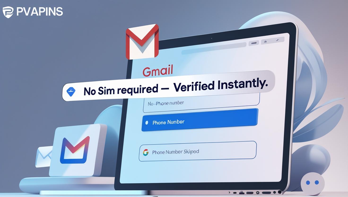 Gmail sign-up page without phone number field using PVAPins