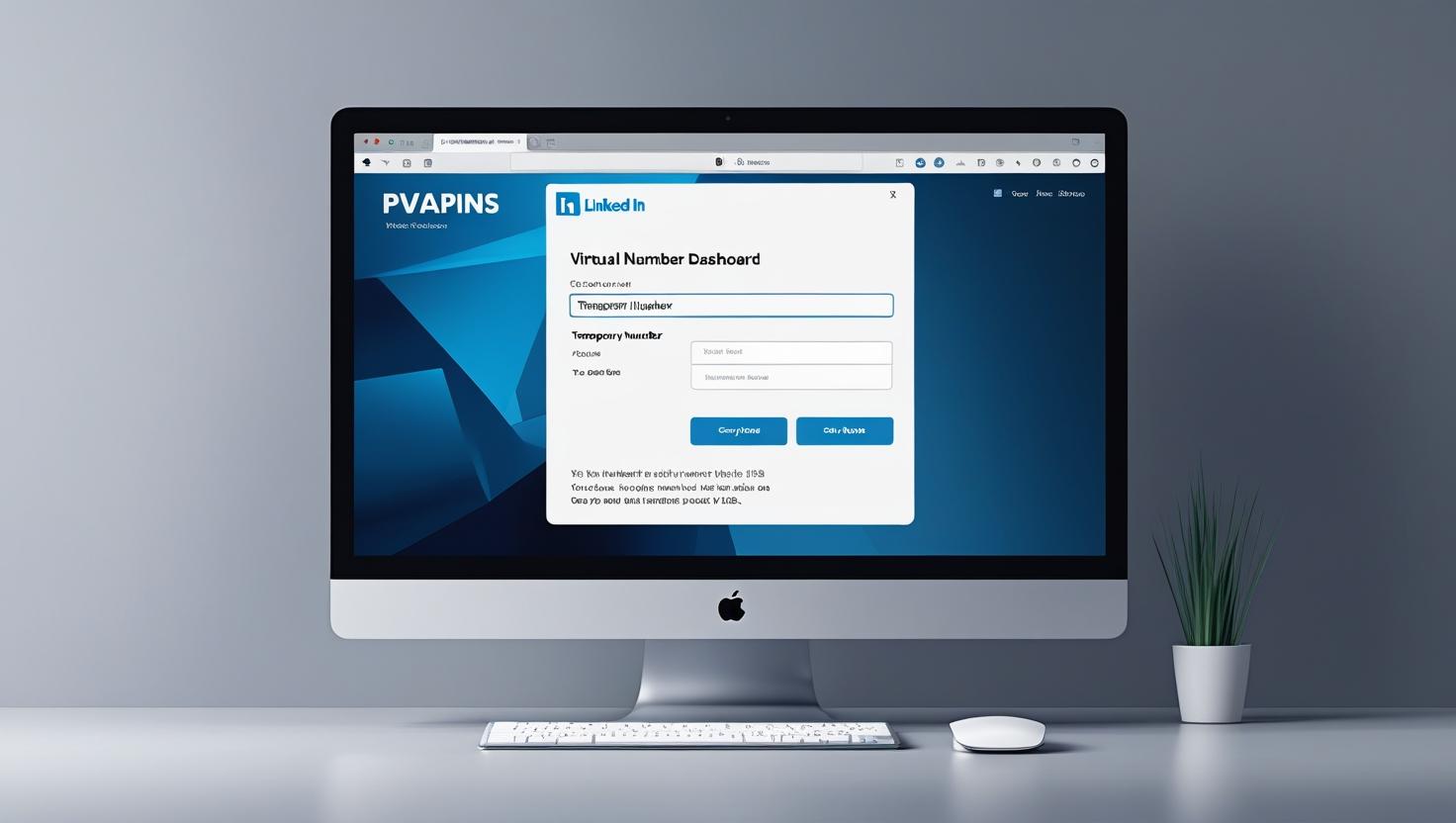 LinkedIn signup page with virtual number input
