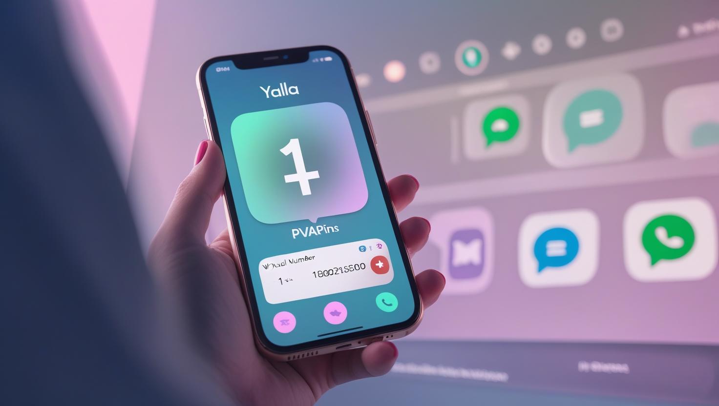 Smartphone showing Yalla virtual OTP screen with PVAPins branding