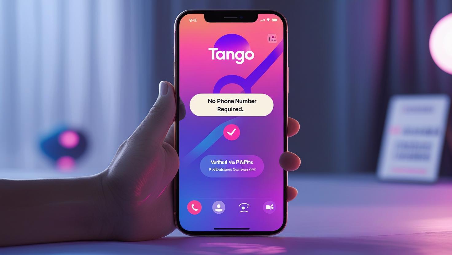Tango app with no phone number notice