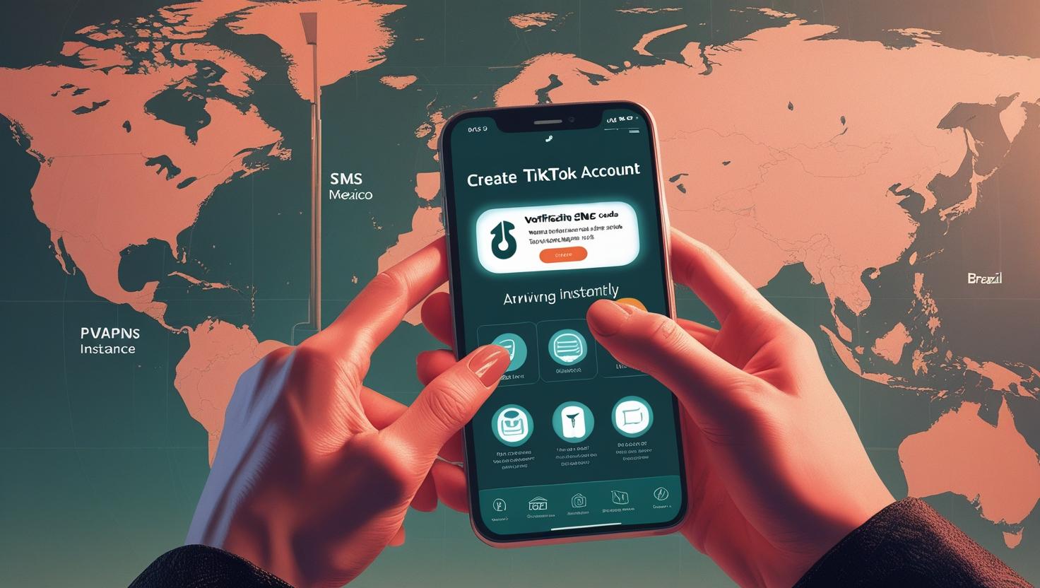 Virtual phone number receiving TikTok SMS code.