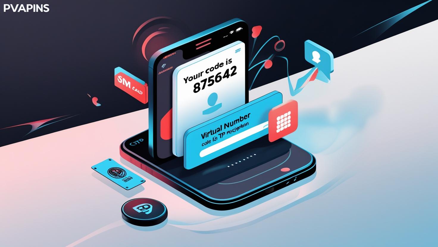 Virtual phone screen showing SMS code for verification