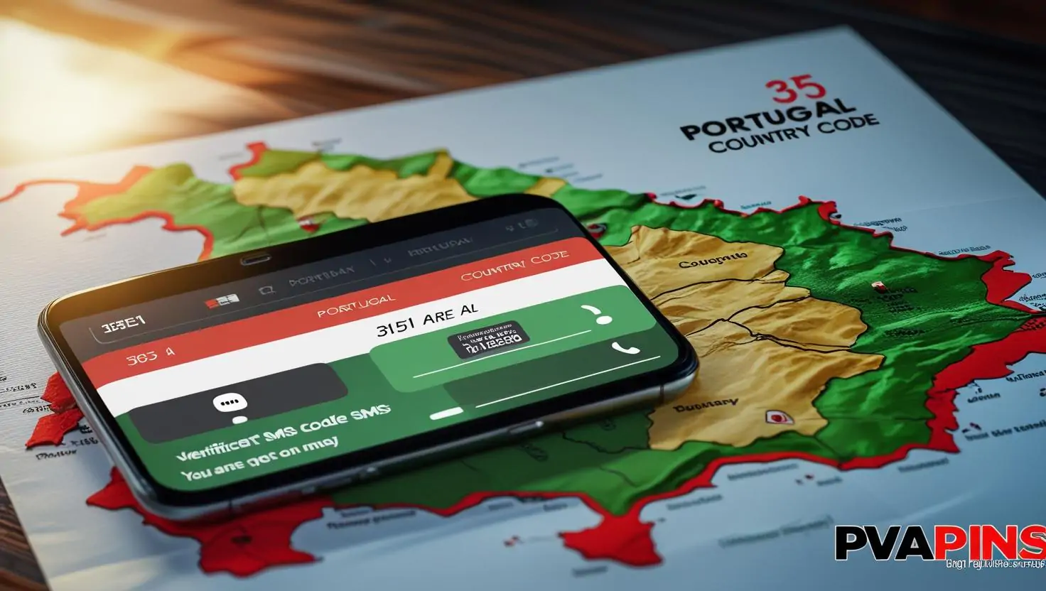 351 area code Portugal country code for calls and SMS verification with PVAPins virtual number service