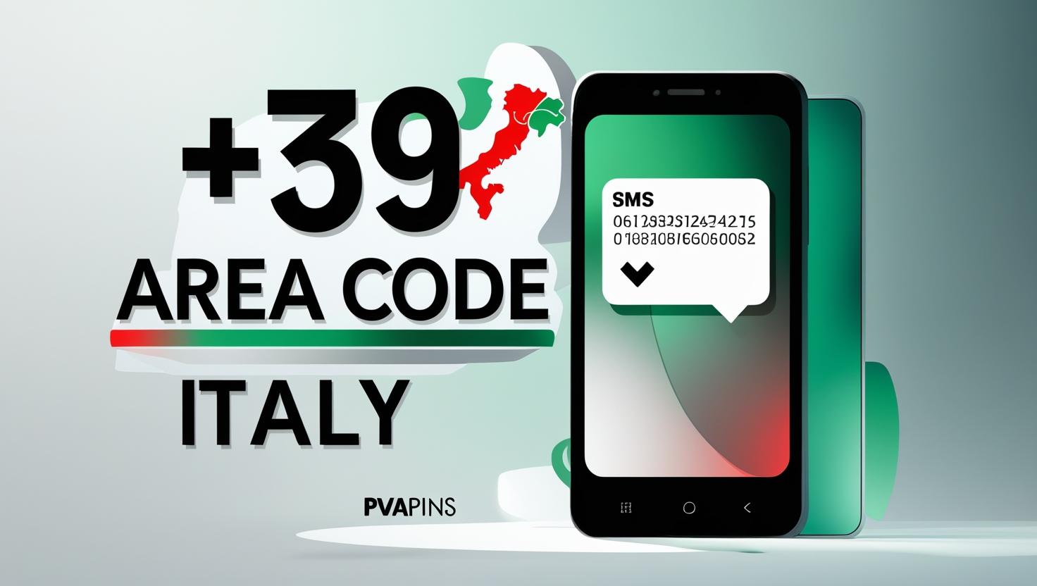 +39 Italy area code with PVAPins logo – virtual number and SMS verification concept