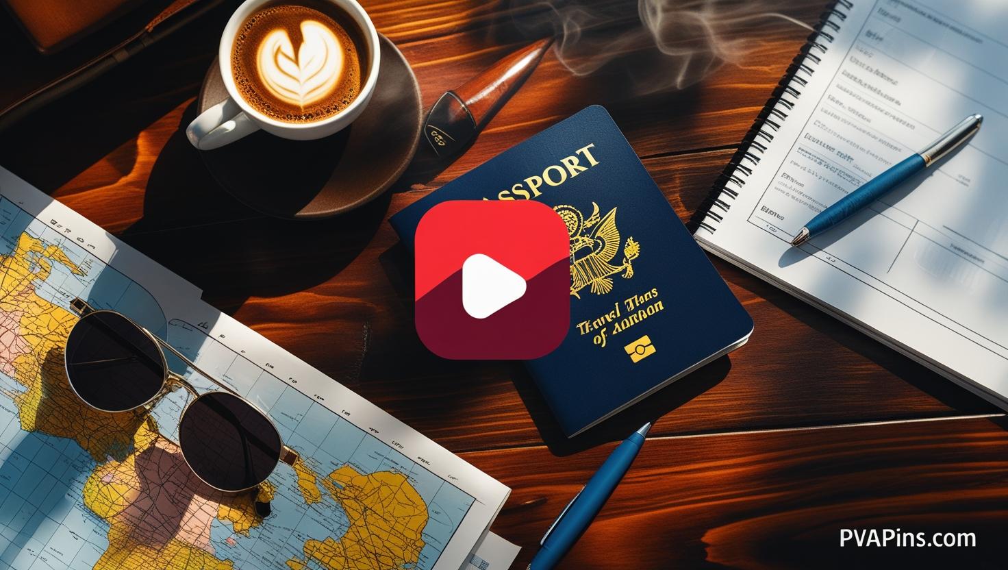 Airbnb account setup without phone number illustrated with travel items and PVAPins logo