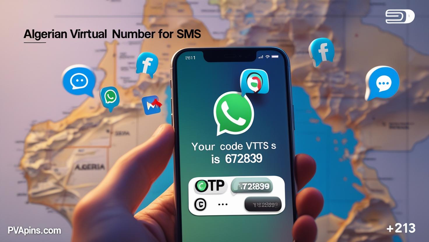 Algerian Virtual Number for SMS with OTP on phone and PVAPins logo