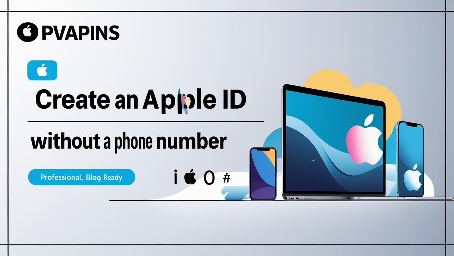 Apple ID sign-up guide with PVAPins logo