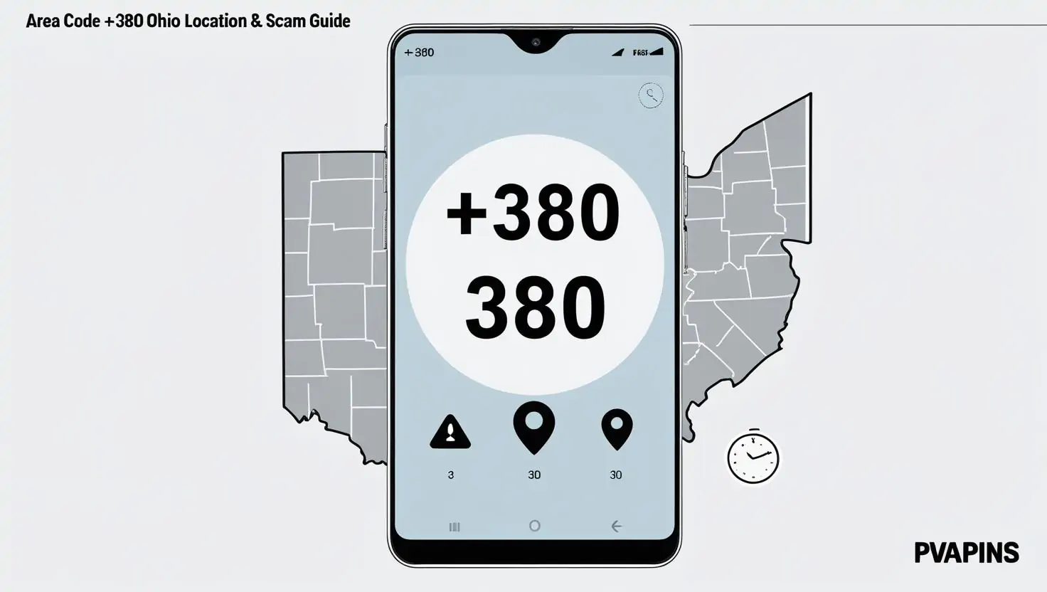 Columbus Ohio area code 380 phone call graphic with PVAPins logo