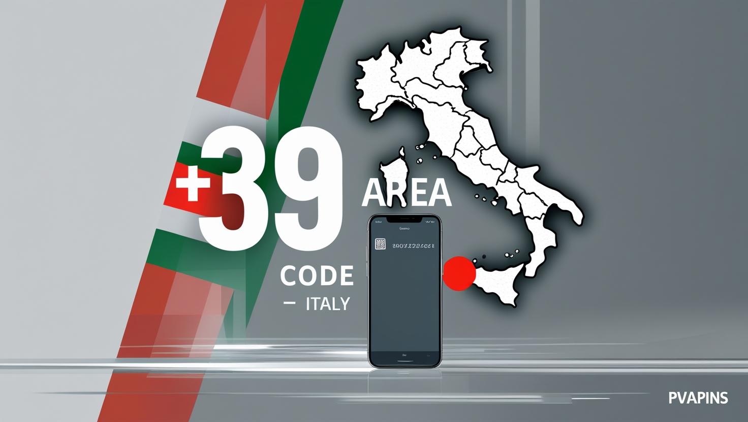 Illustration of Italy phone code 39 with smartphone OTP screen and PVAPins branding