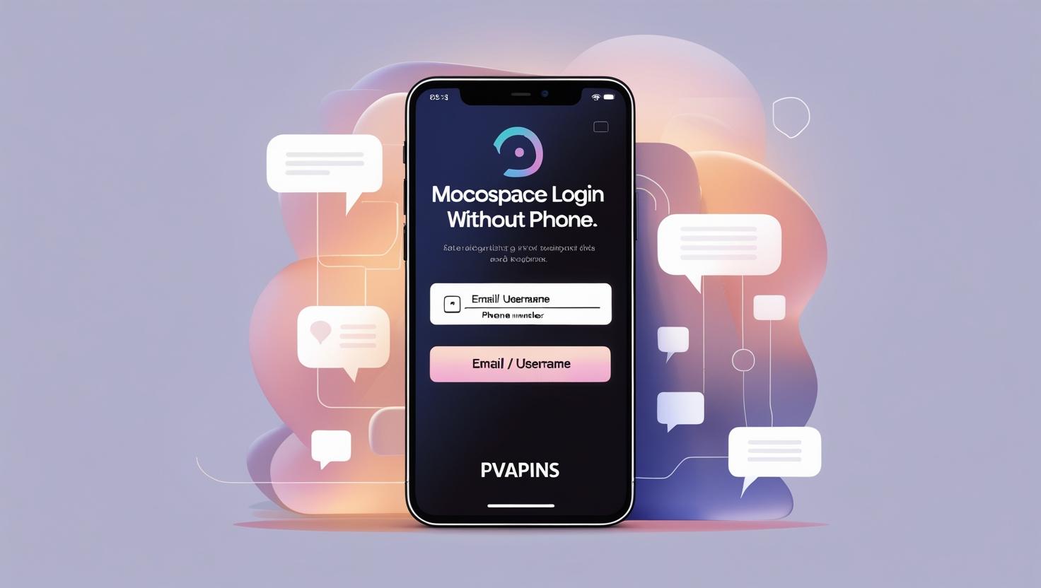 Illustration of Mocospace email login option with PVAPins branding