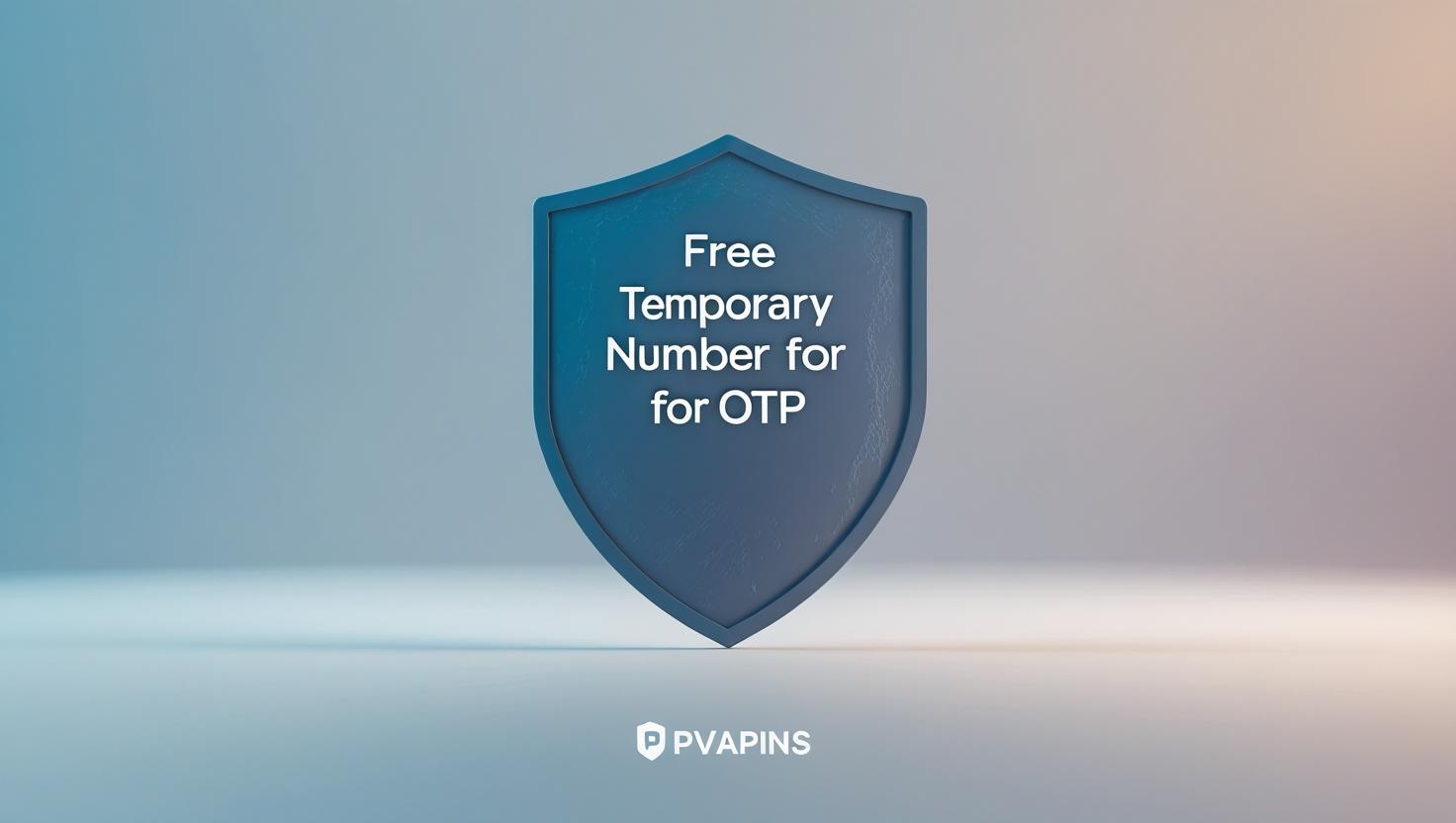 Illustration showing privacy shield with text Free Temporary Number for OTP – PVAPins branding