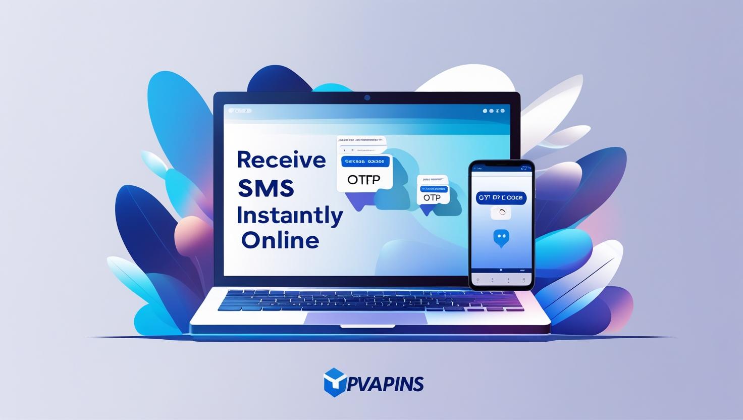 Laptop screen with PVAPins dashboard showing instant OTP codes – Receive SMS instantly online.