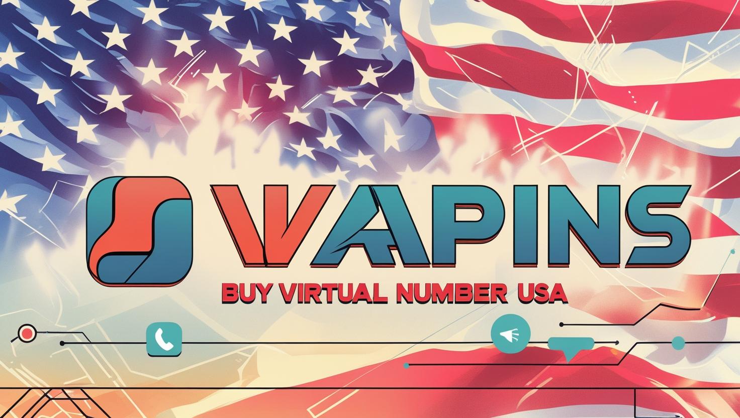 PVAPins Buy Virtual Number USA digital banner with USA flag and tech graphics