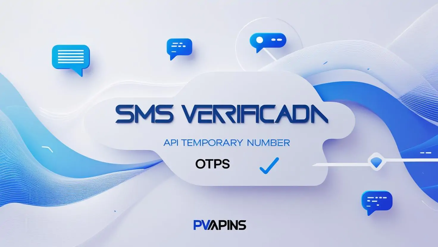 PVAPins SMS verification API banner showing temporary number and OTP authentication