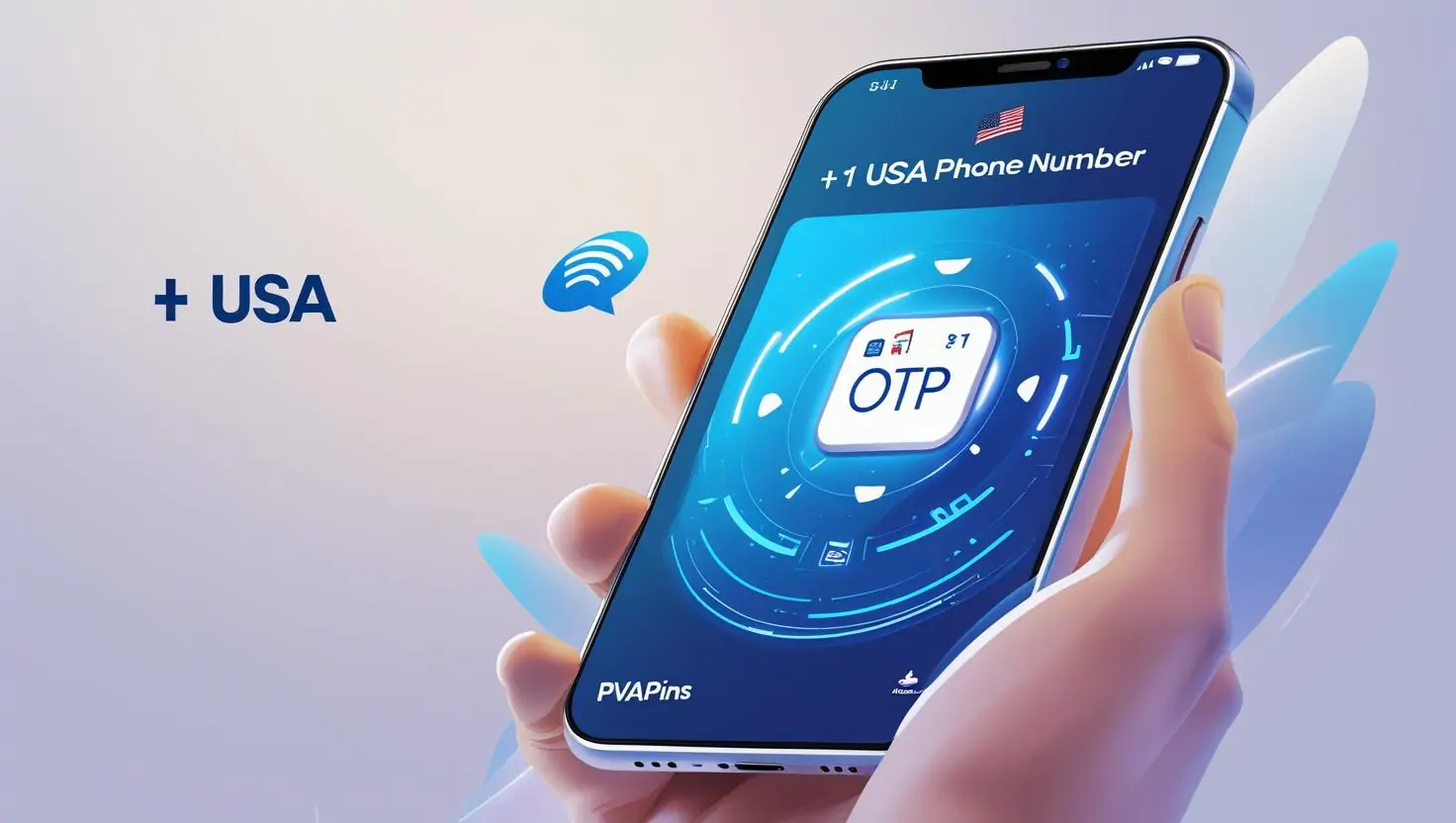 PVAPins USA virtual number receiving OTP via SMS on smartphone screen