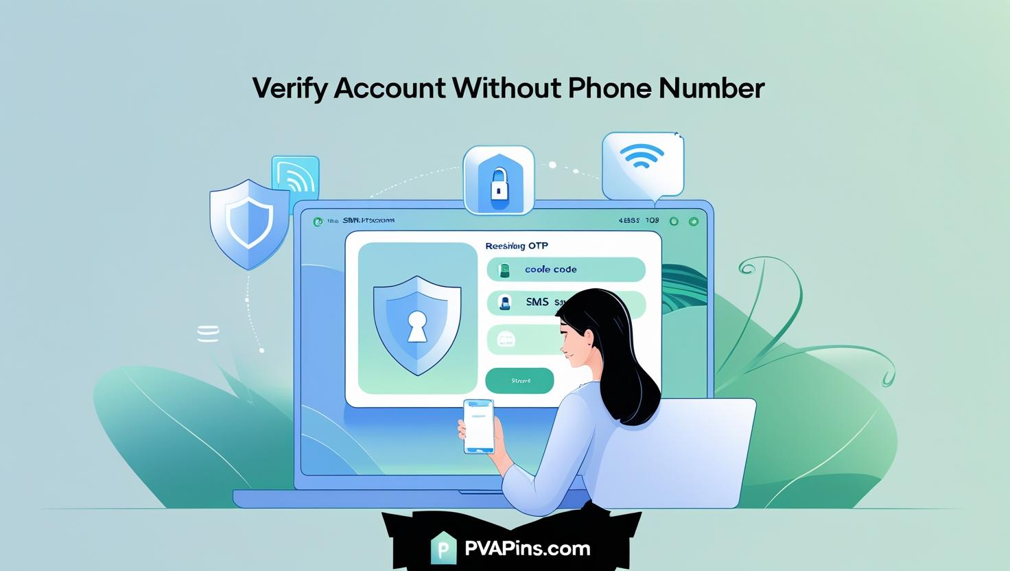 PVAPins dashboard showing OTP code for account verification without using a SIM card.