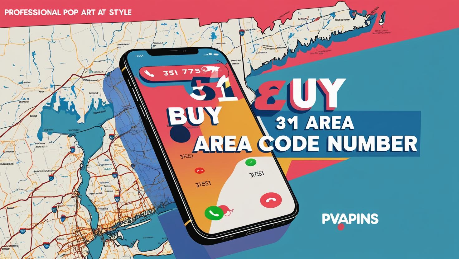 PVAPins graphic promoting 351 area code virtual phone number