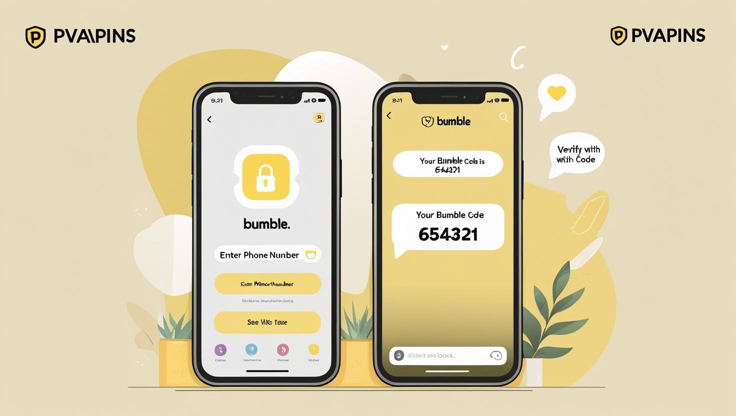 Phone screen showing Bumble OTP verification with code received via SMS