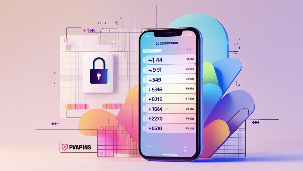 Random phone number generator tool showing fake numbers in USA, UK, and India formats with PVAPins branding.