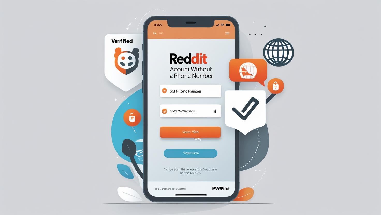 Reddit sign-up screen without phone number field and PVAPins