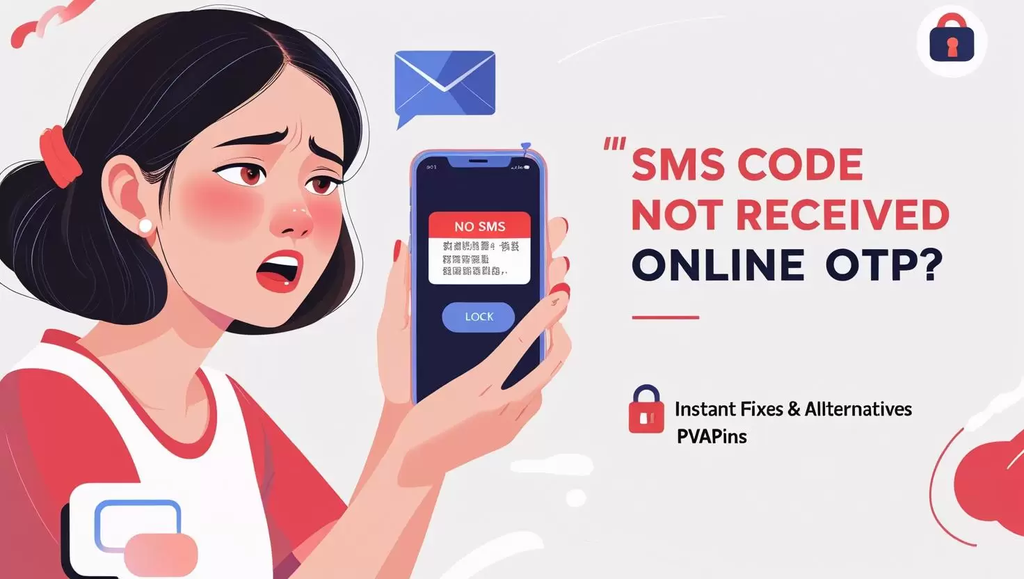 SMS code not received online illustration – frustrated user waiting for OTP