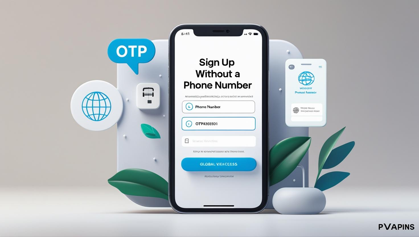 Sign-up form showing virtual number from PVAPins