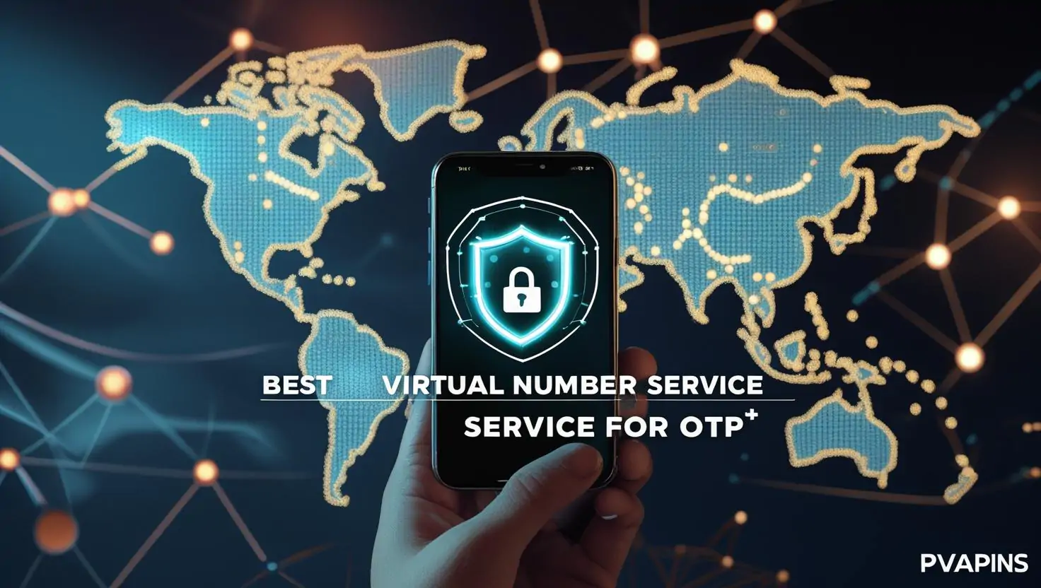 Smartphone receiving OTP code via PVAPins virtual number service with global network
