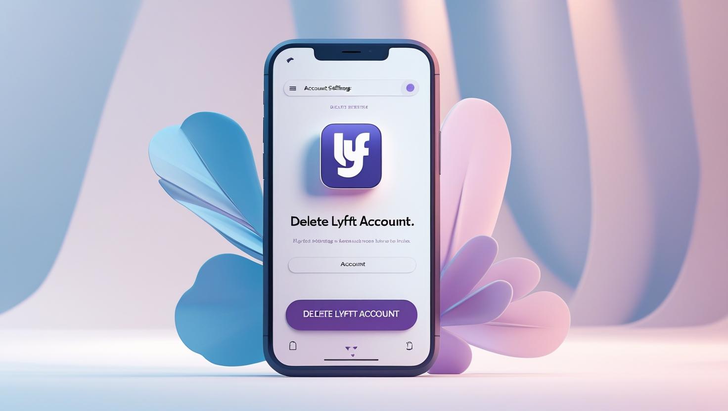 Smartphone screen showing Lyft account deletion settings with PVAPins logo