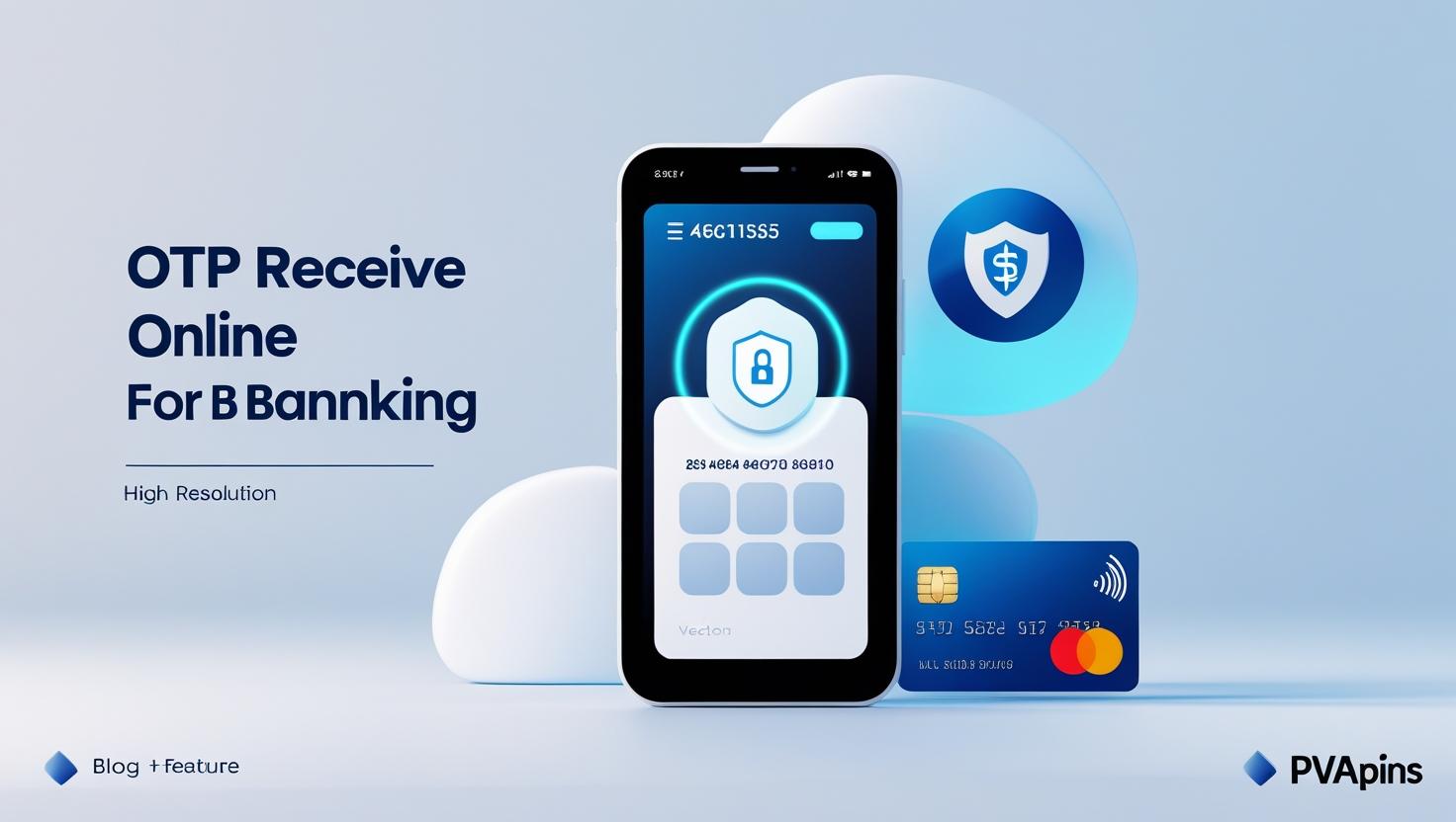 Smartphone showing banking OTP SMS code with PVAPins disposable number service