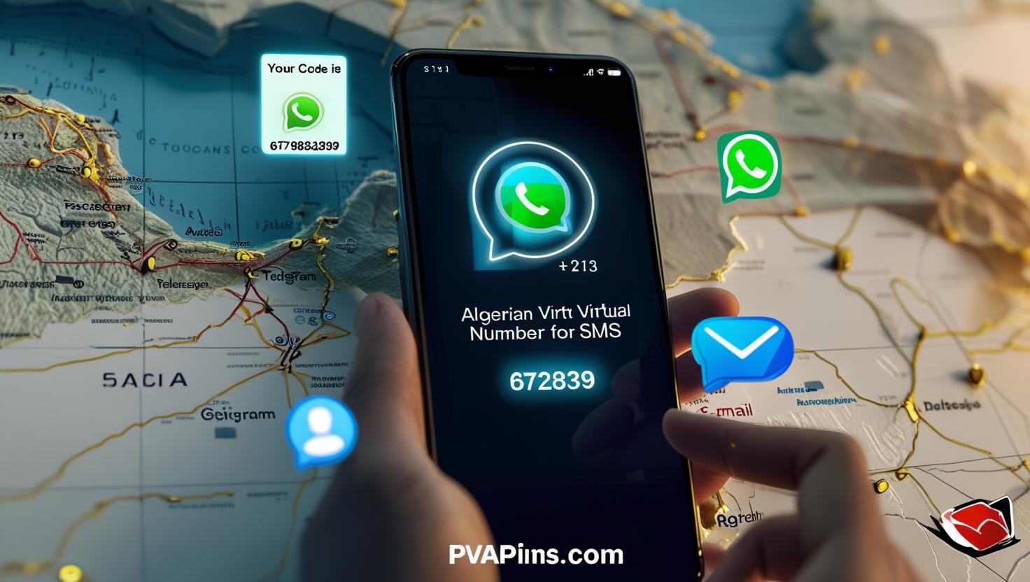 Verify apps with Algerian number from PVAPins – WhatsApp, Gmail, more