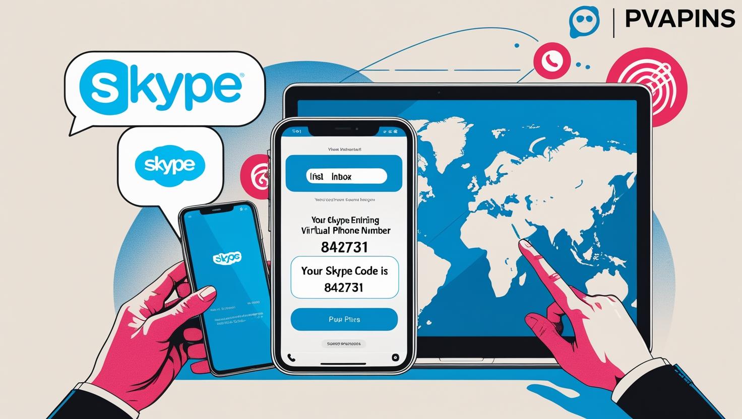 Virtual number receiving Skype OTP code on PVAPins
