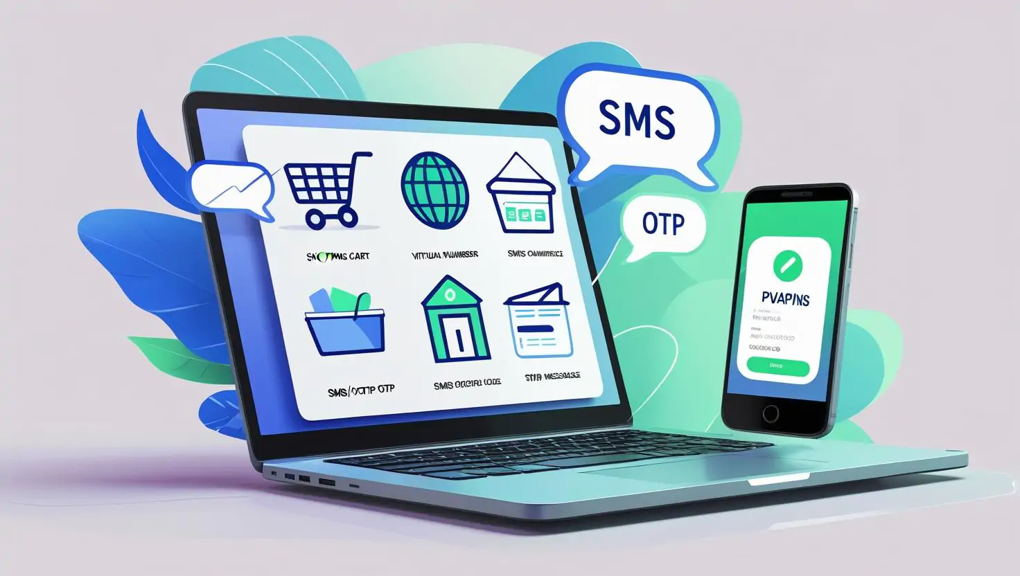 eCommerce virtual phone number concept showing secure OTP delivery via PVAPins