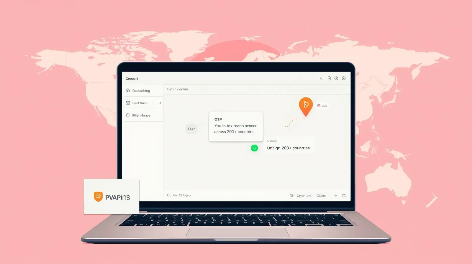 Laptop screen showing an OTP arriving in a virtual number dashboard