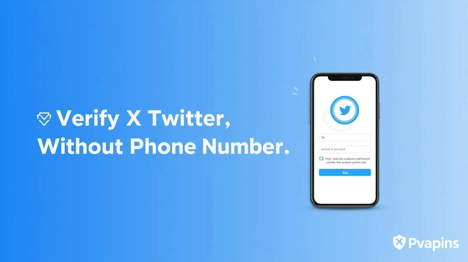 PVAPins logo with text Verify X (Twitter) Without Phone Number