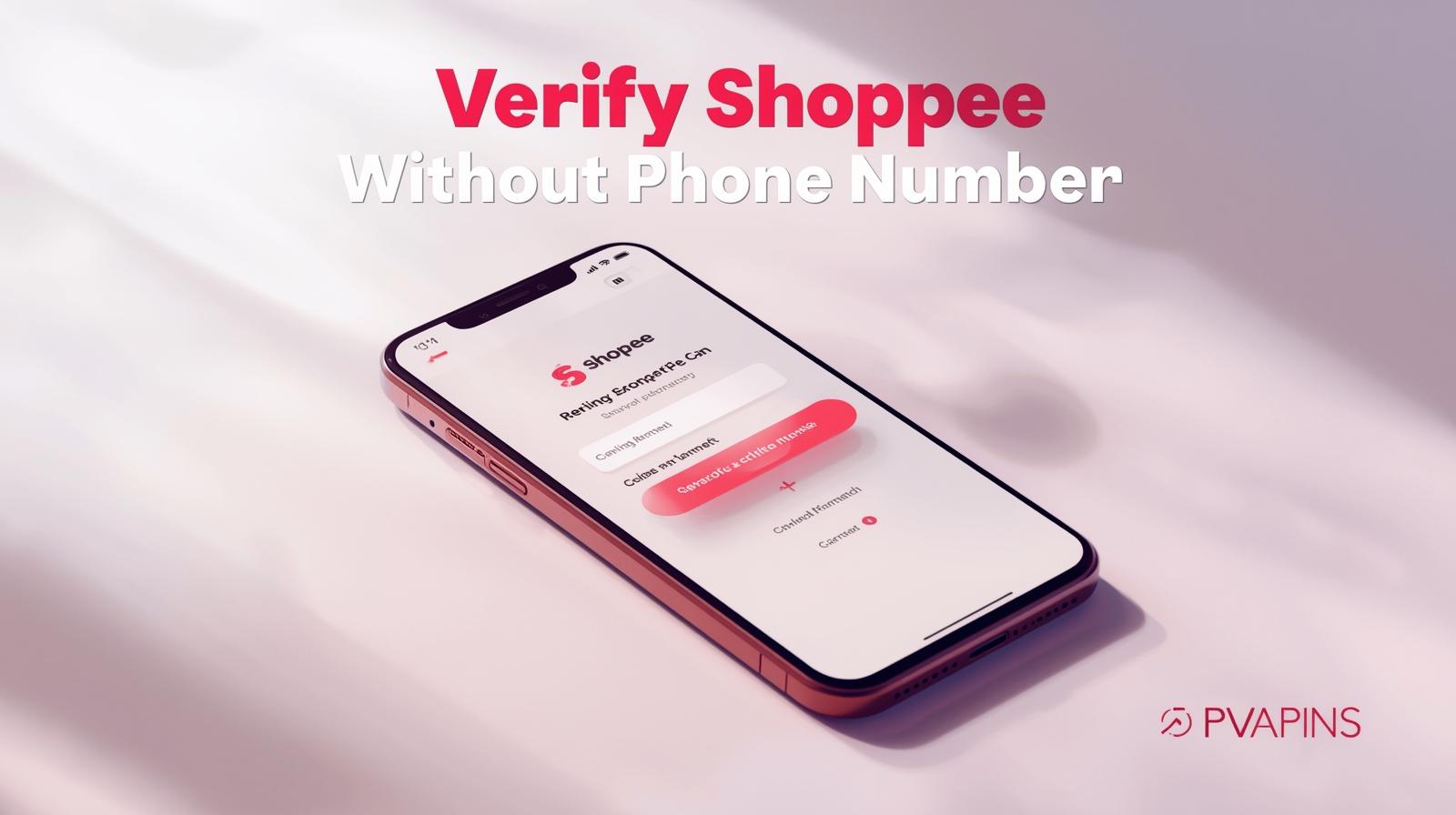 Phone screen showing a Shopee OTP received on a PVAPins virtual number.