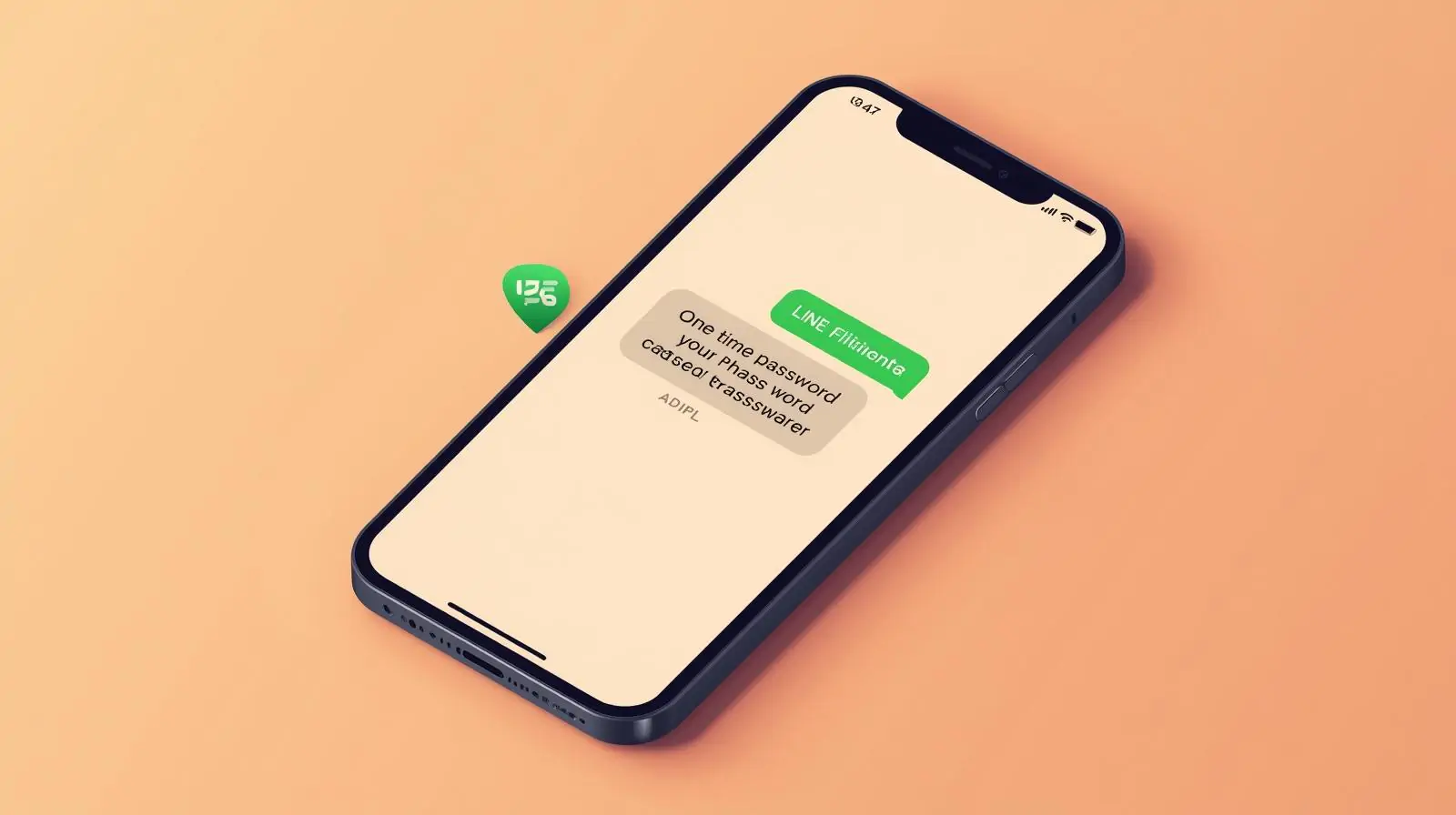 Phone screen showing an SMS OTP arriving for LINE verification