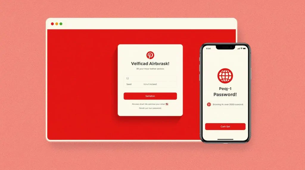 Pinterest verification screen with OTP field next to a PVAPins code message