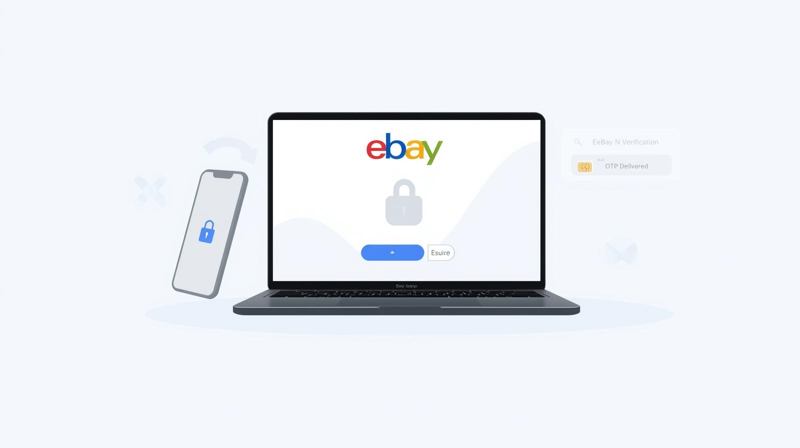 Secure eBay login screen with private virtual number verification
