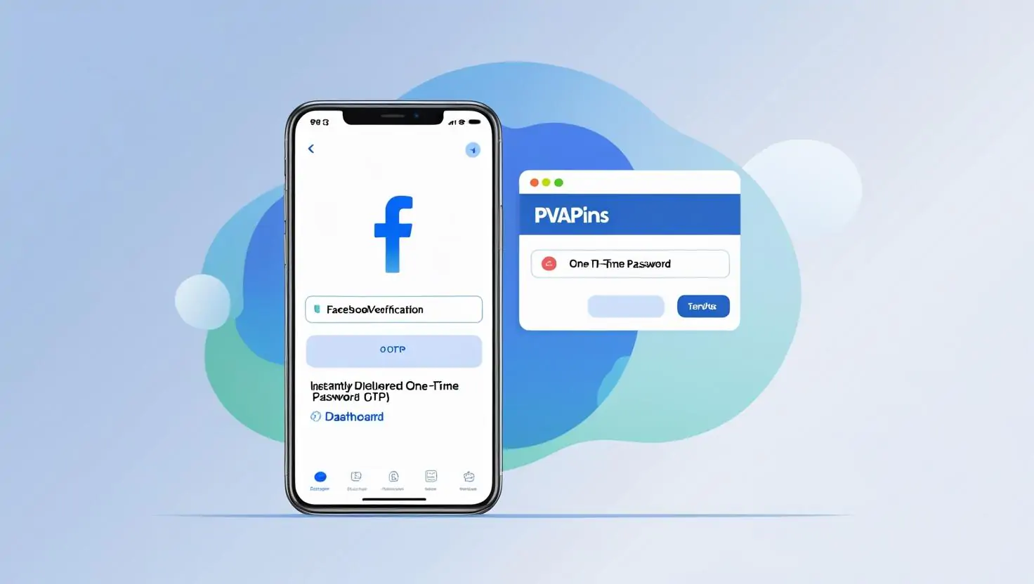 Smartphone receiving a Facebook OTP code through PVAPins virtual number.