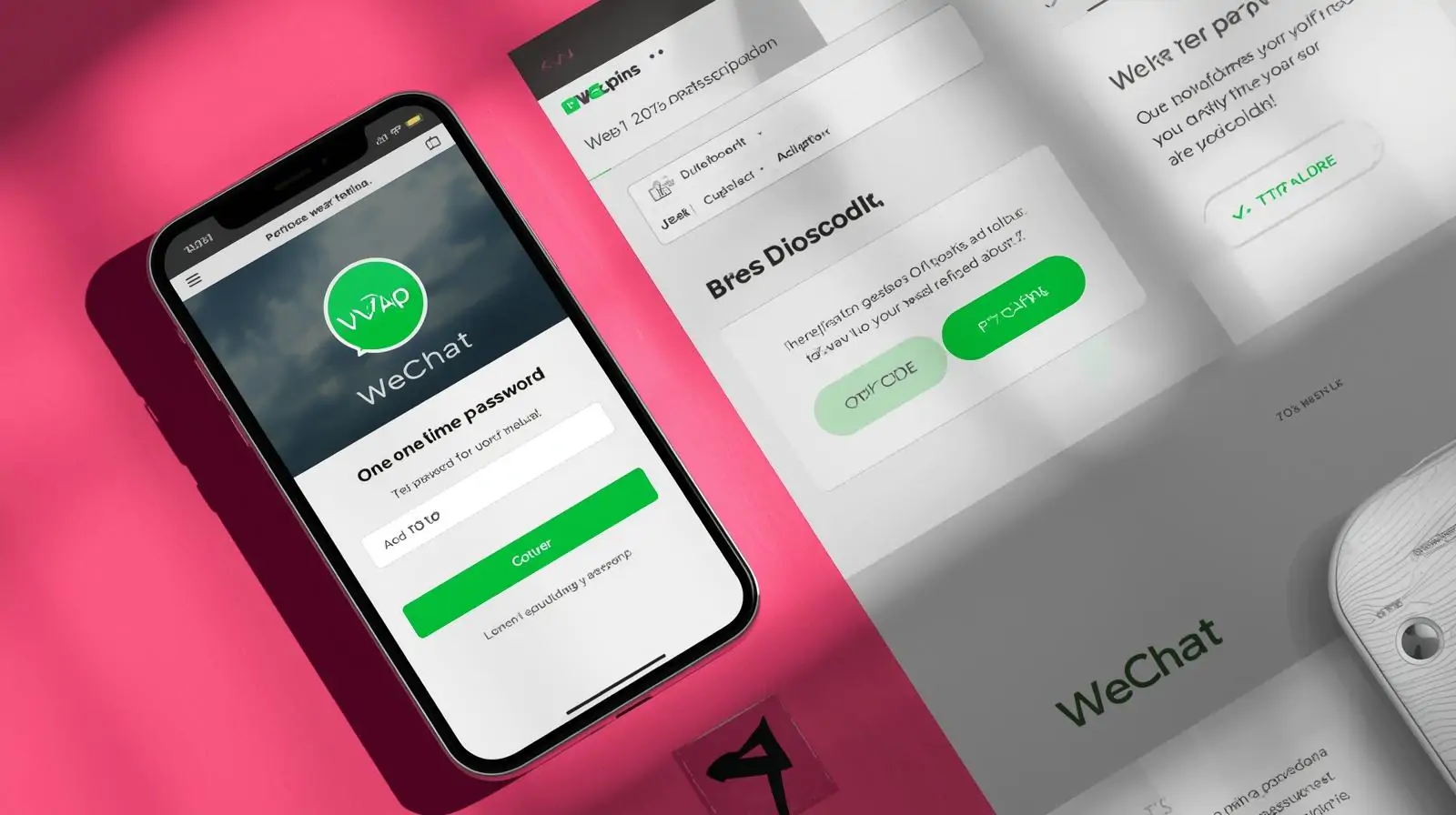 WeChat verification screen alongside a PVAPins OTP message