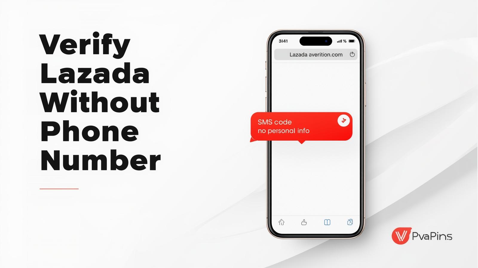 PVAPins Android app push notification displaying a new Lazada verification code in real time