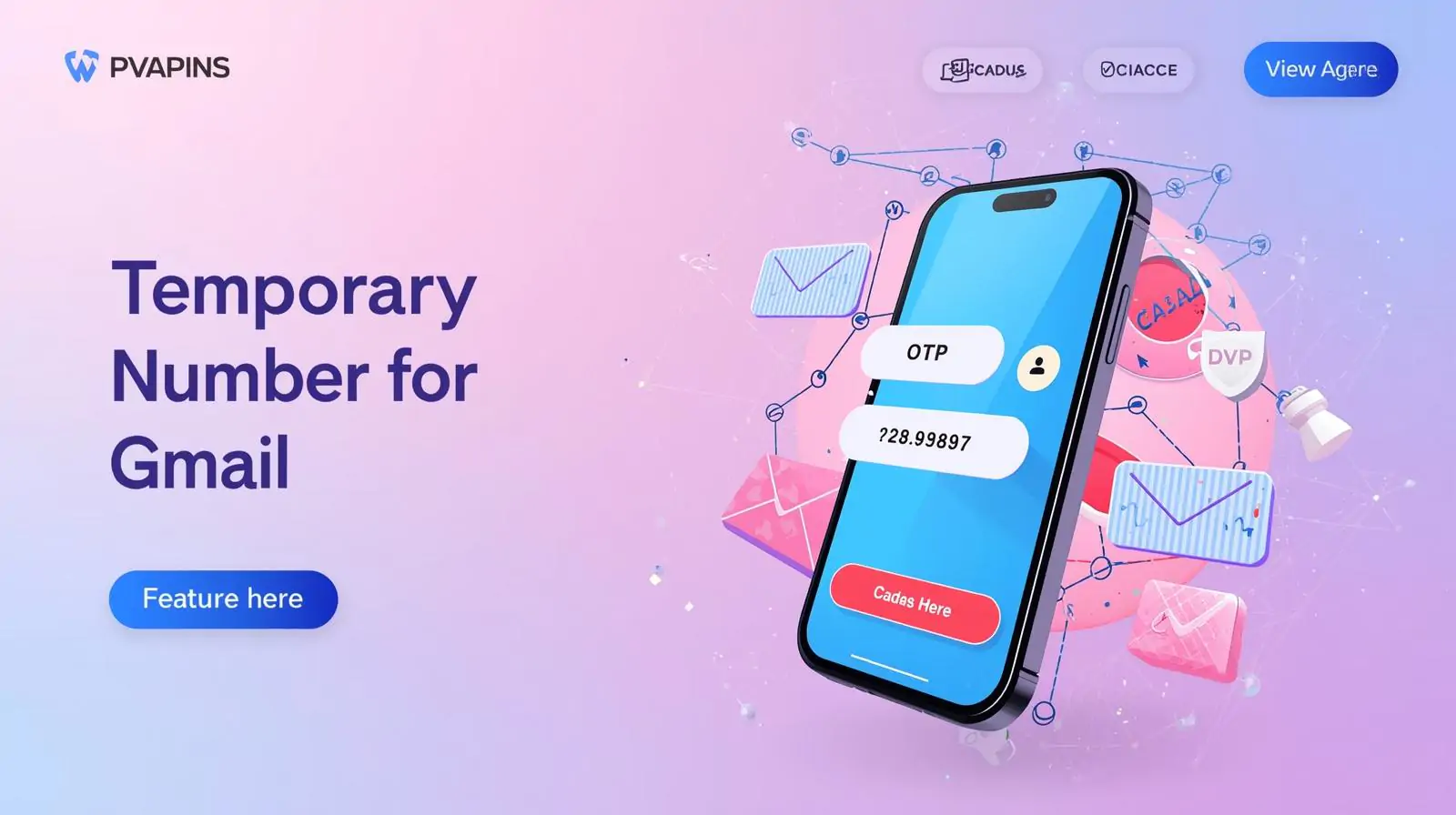 Phone displaying a Gmail verification code received via private temporary number.