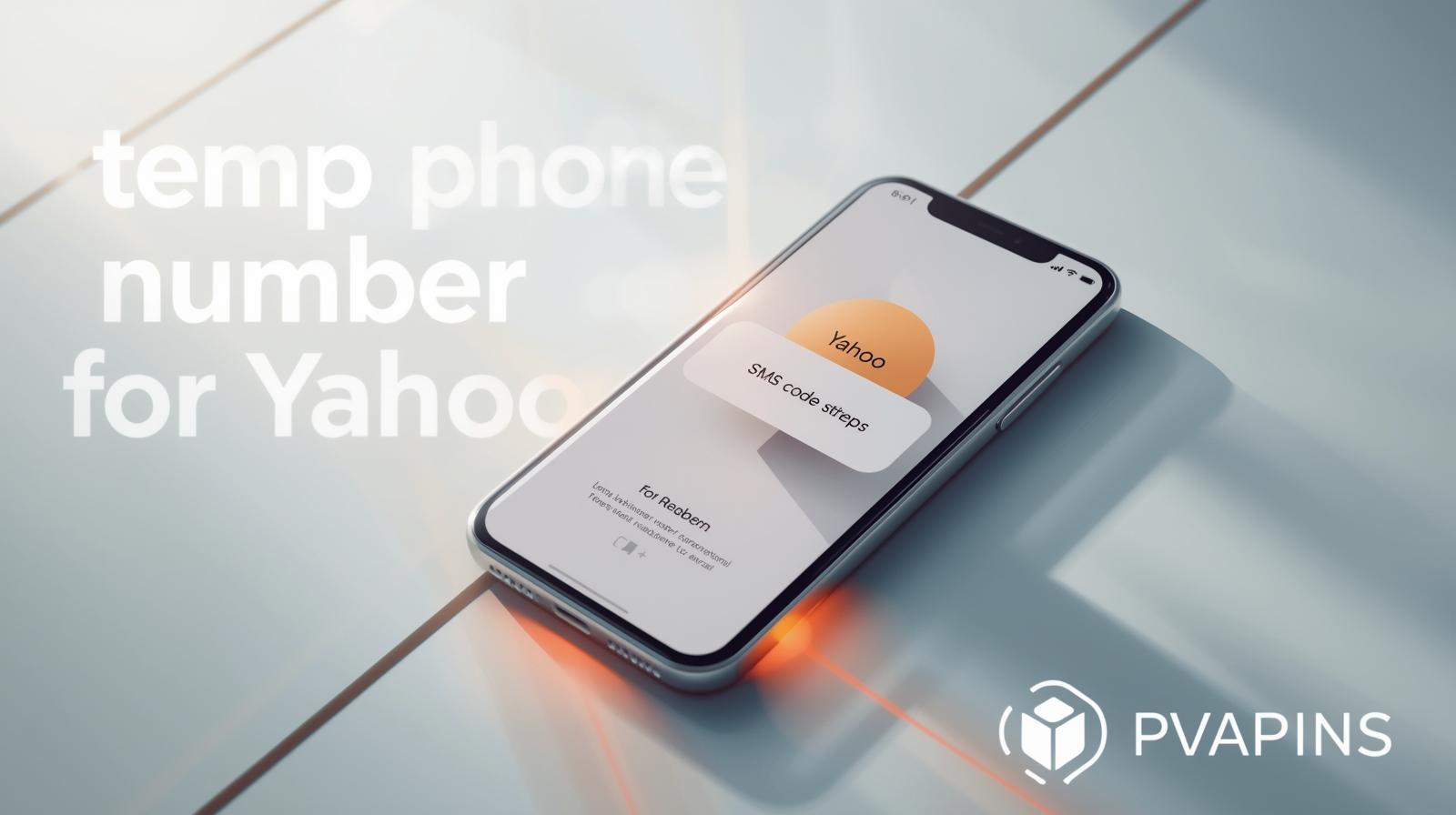 Illustration of Yahoo logo protected by a shield and a virtual phone number card to represent SIM-free security