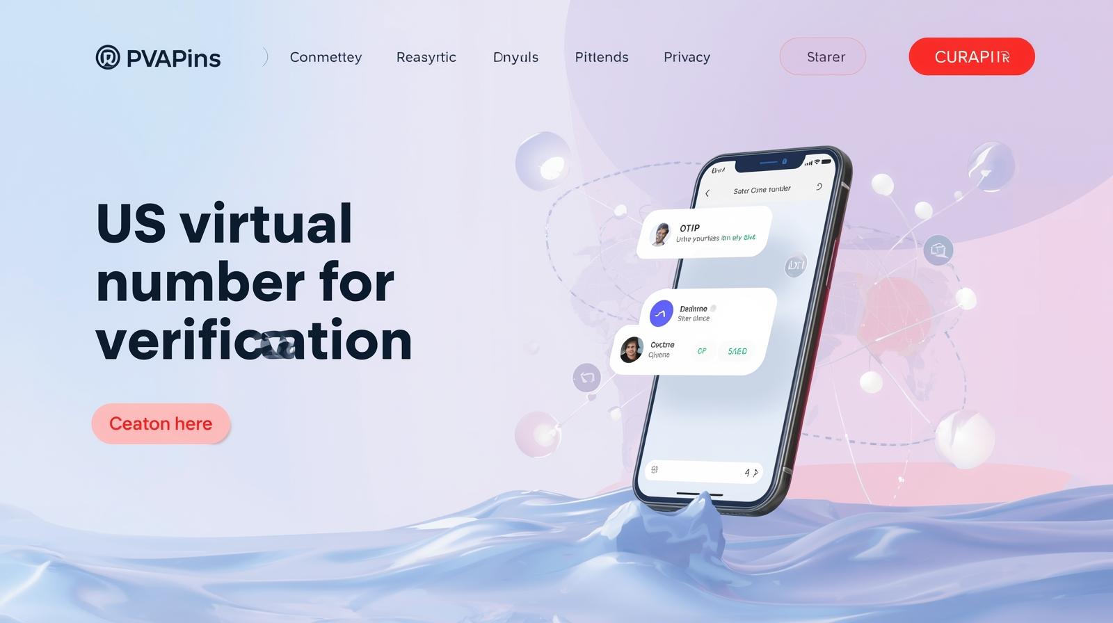 PVAPins dashboard showing a US virtual number receiving an OTP text.