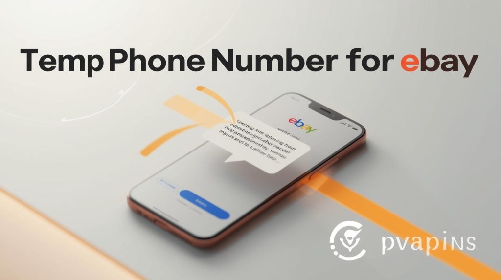 Smartphone receiving an eBay verification code on a virtual phone number