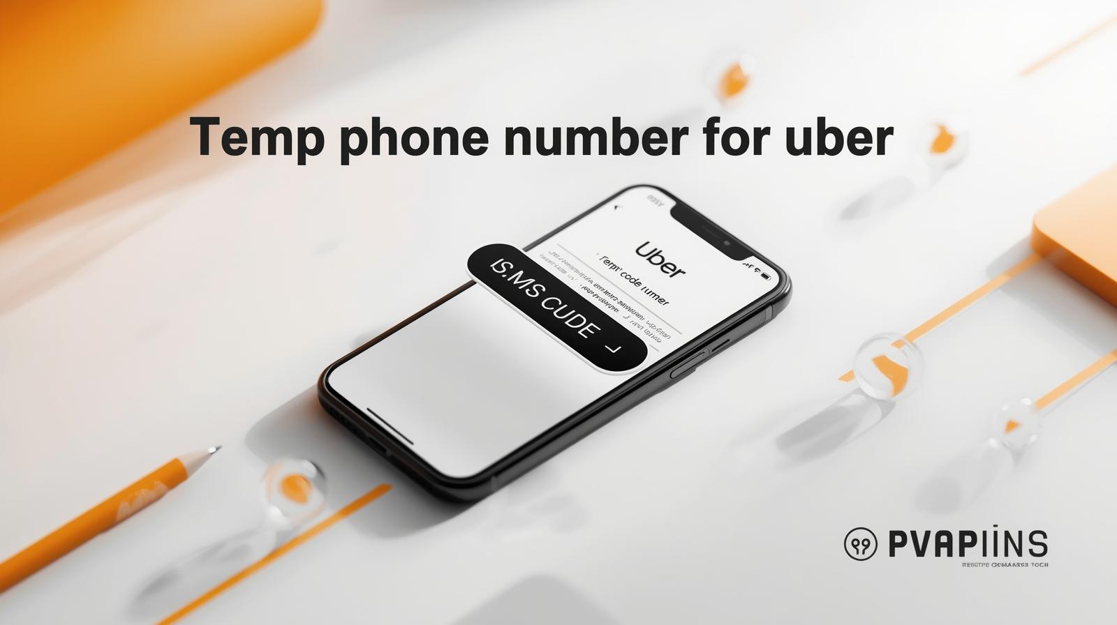 Smartphone screen showing an Uber verification SMS received via a PVAPins temporary phone number