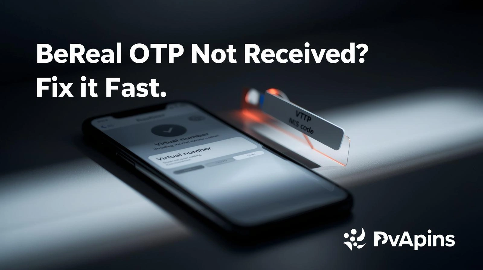 BeReal OTP not received screen with a fast troubleshooting checklist (wait, resend, switch network, filters)