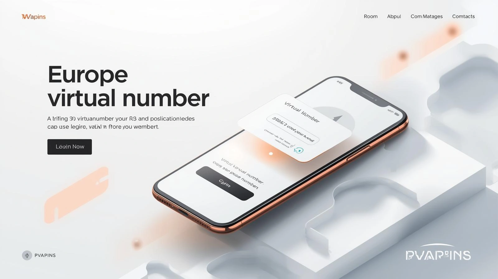 Dashboard view of PVAPins showing incoming OTP SMS on a European virtual phone number
